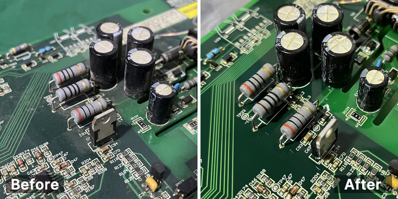 cleaning-electronic-components-with-ultrasonic-cleaner-before-and-after